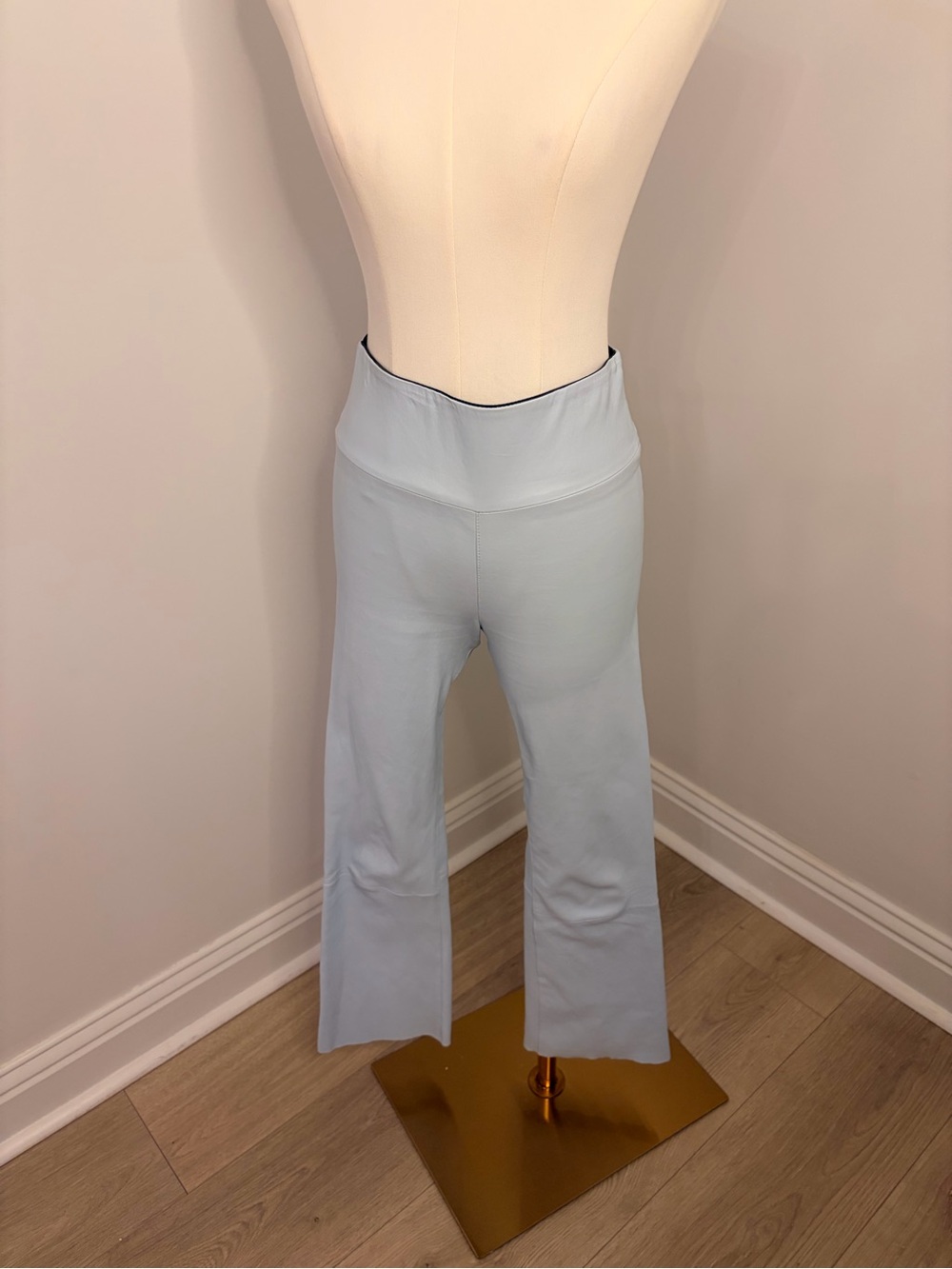 SPRWMN Leather Crop Flare In Mist Size XS